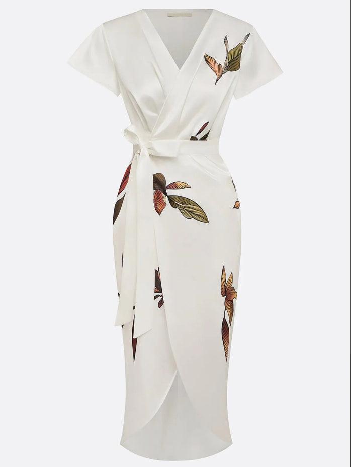 Atala - Vestido Cruzado Estampado Hojas