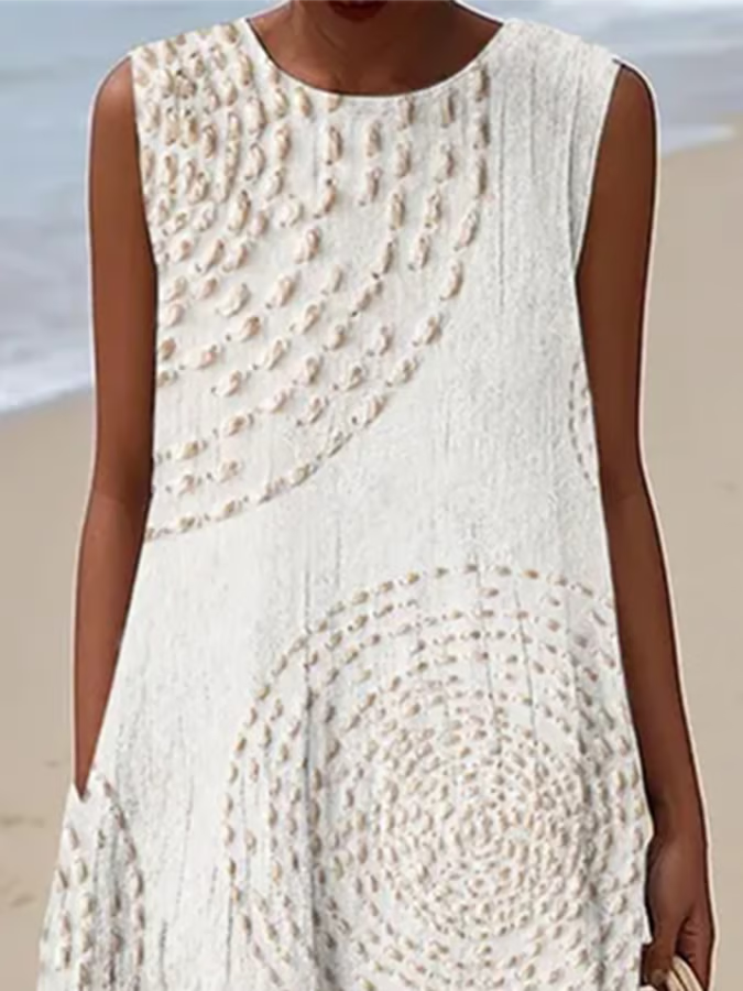 Elena - Vestido Círculos Mandala Blanco Crudo