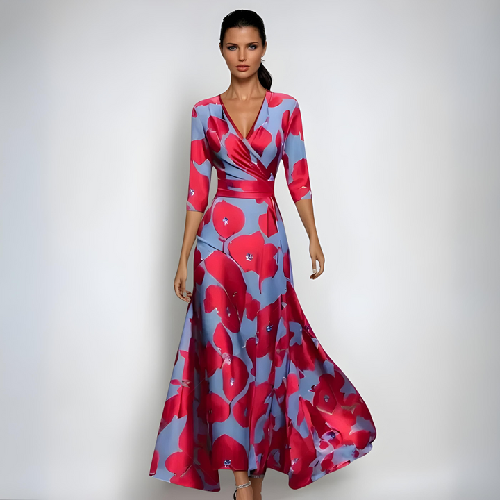 Stella - Vestido Largo Cruzado Floral