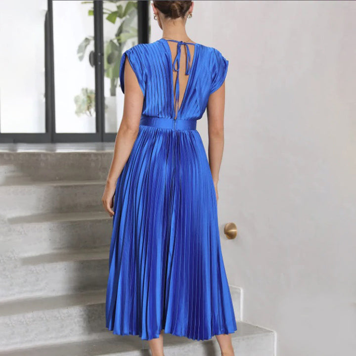 Olivia - Vestido Midi Escote V Plisado