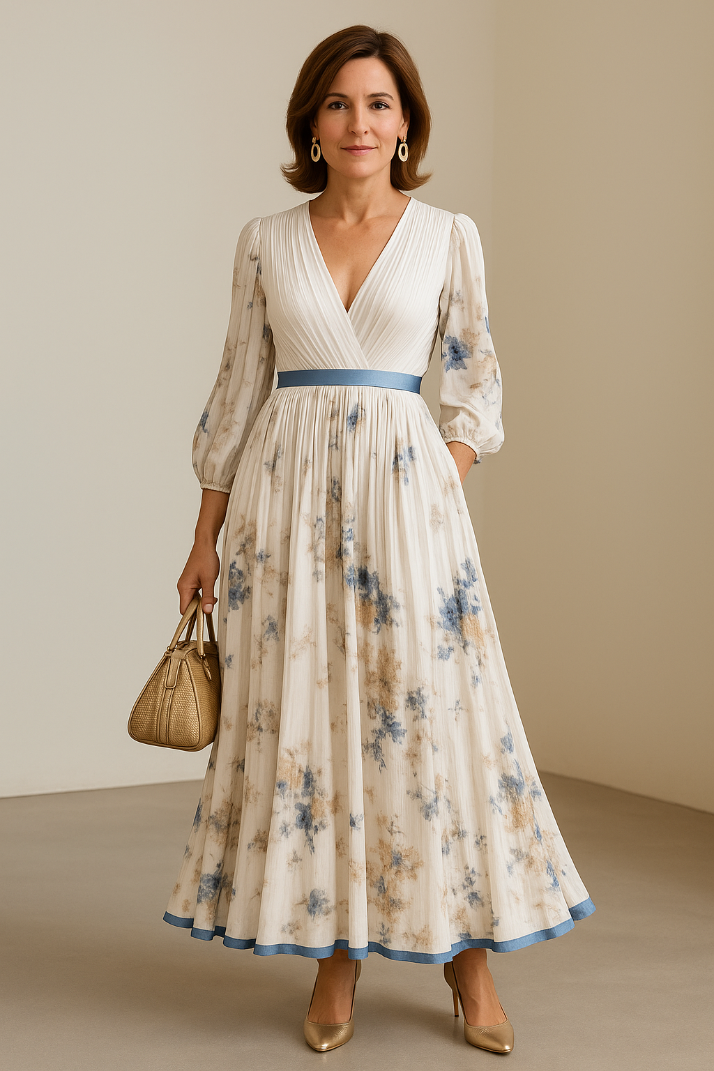 Delfina - Vestido Maxi Floral Plisado