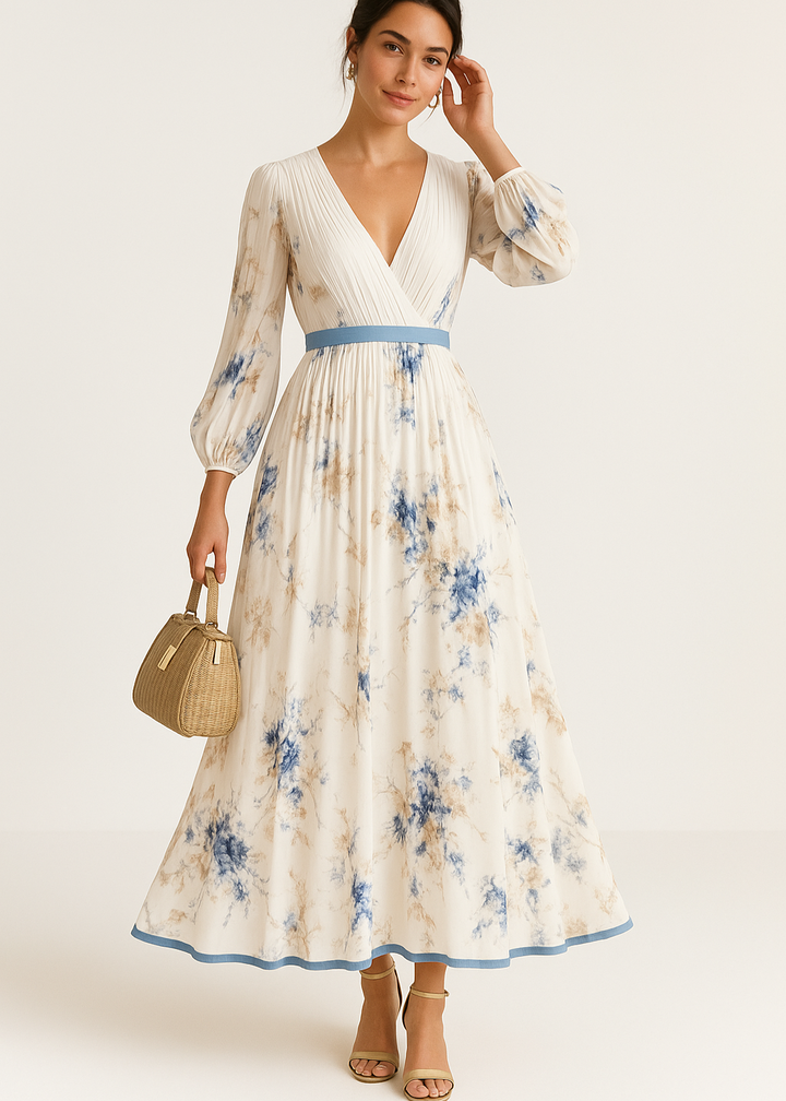 Delfina - Vestido Maxi Floral Plisado