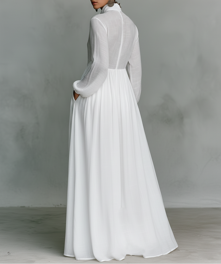 Albina - Vestido Maxi Camisero Plisado