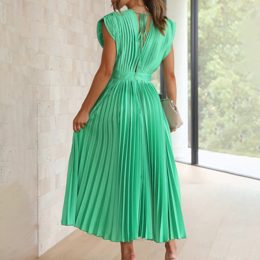 Olivia - Vestido Midi Escote V Plisado