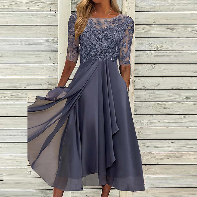 Irma - Vestido Midi con Encaje Elegantes