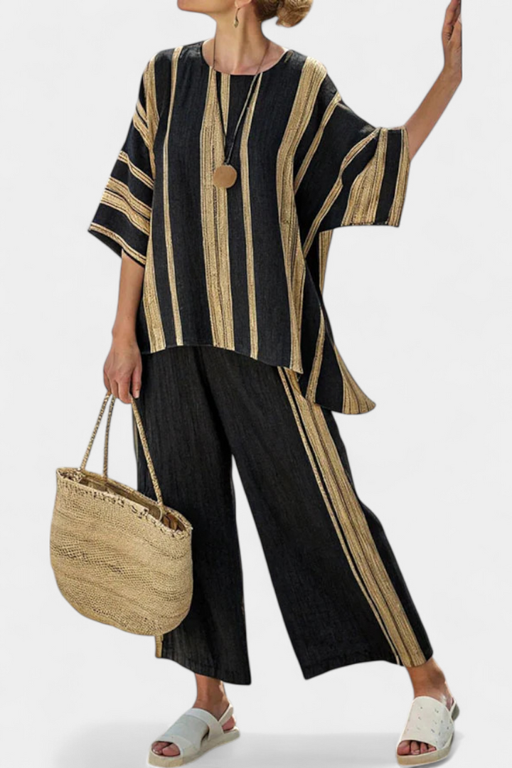 Diana - Conjunto Rayas Doradas Oversized