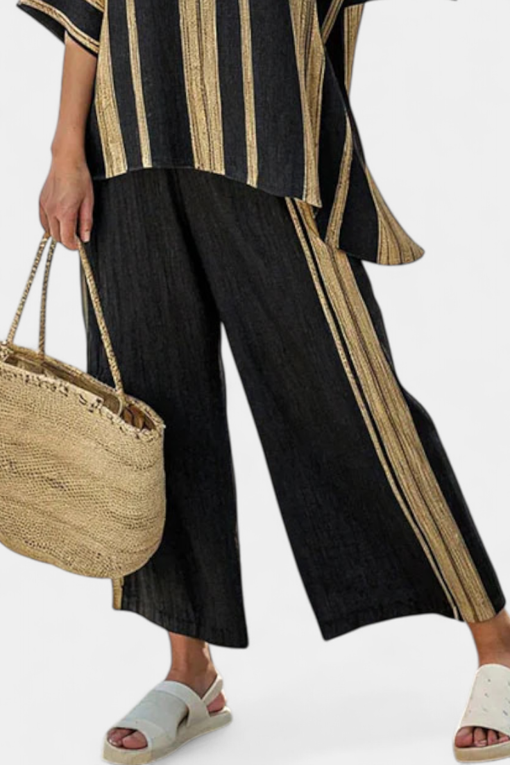 Diana - Conjunto Rayas Doradas Oversized