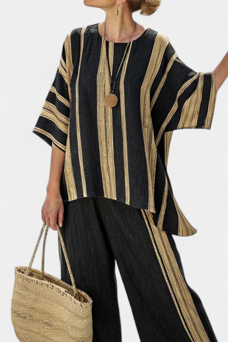 Diana - Conjunto Rayas Doradas Oversized