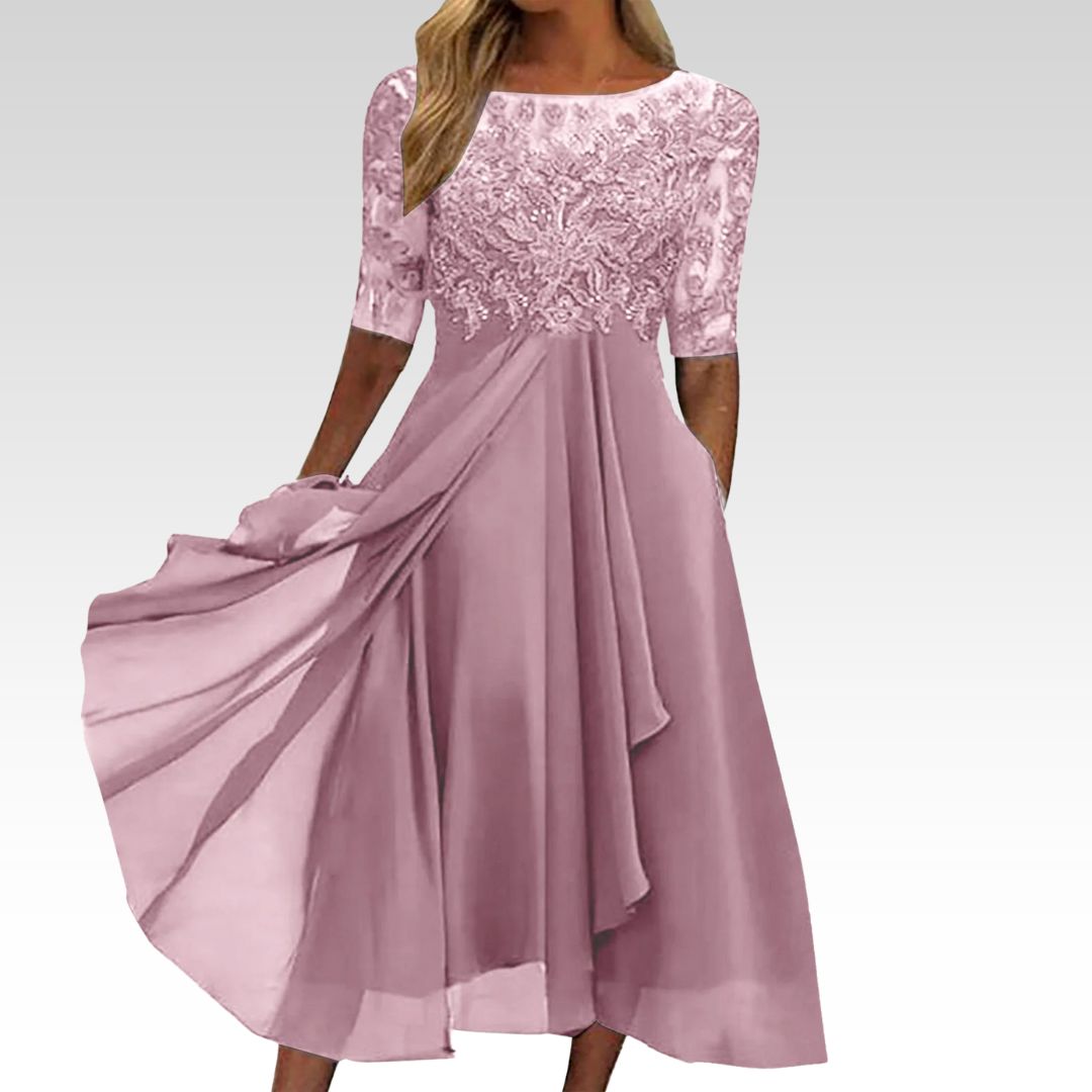 Irma - Vestido Midi con Encaje Elegantes