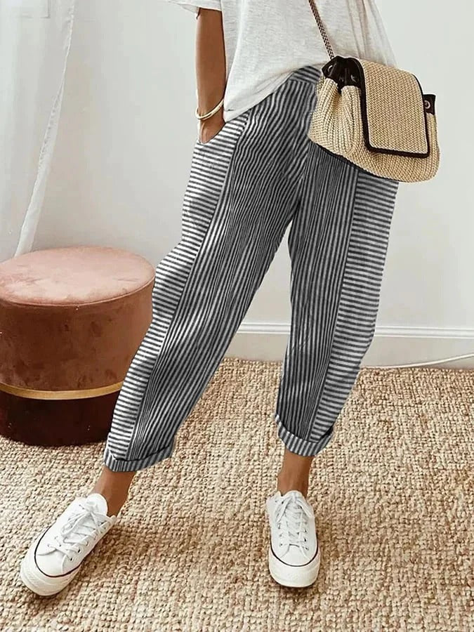Nancy - Pantalón a Rayas con Puños