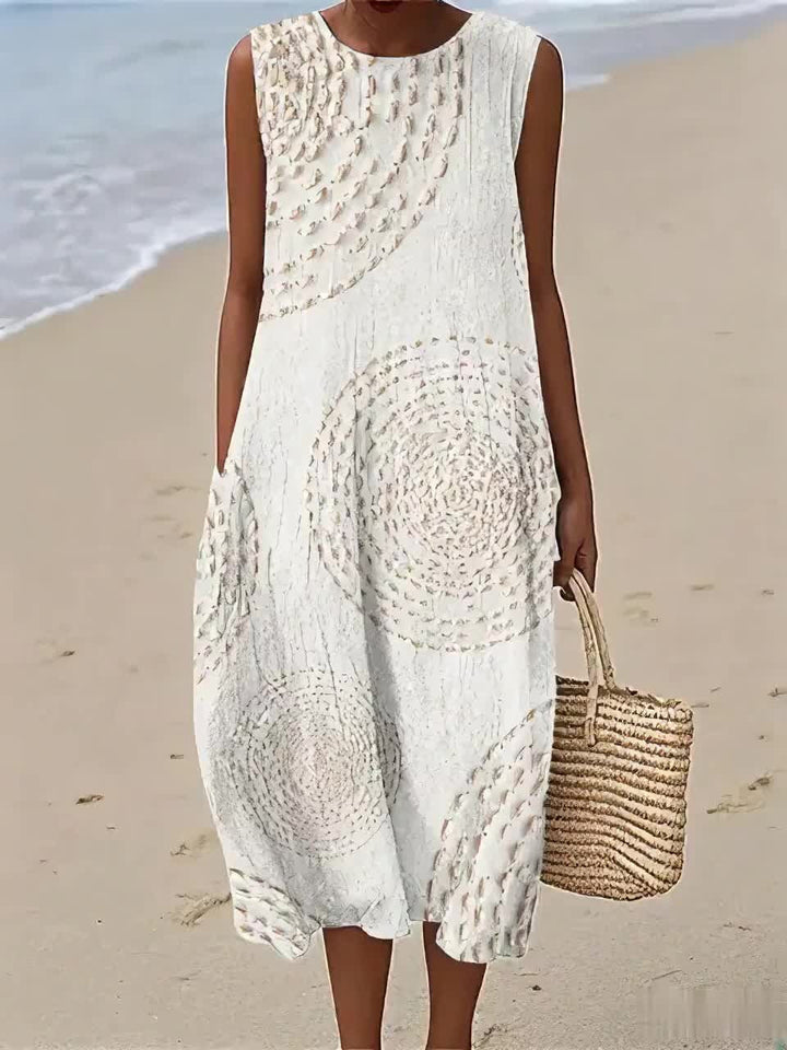 Elena - Vestido Círculos Mandala Blanco Crudo
