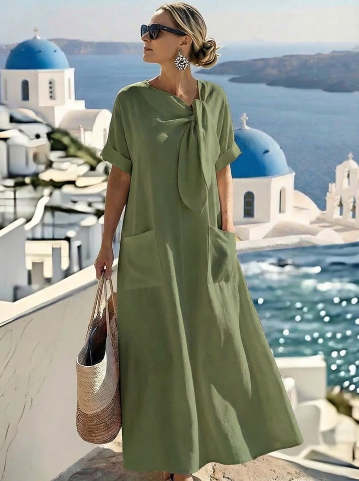 Gladys - Vestido Maxi Bolsillos Lazo