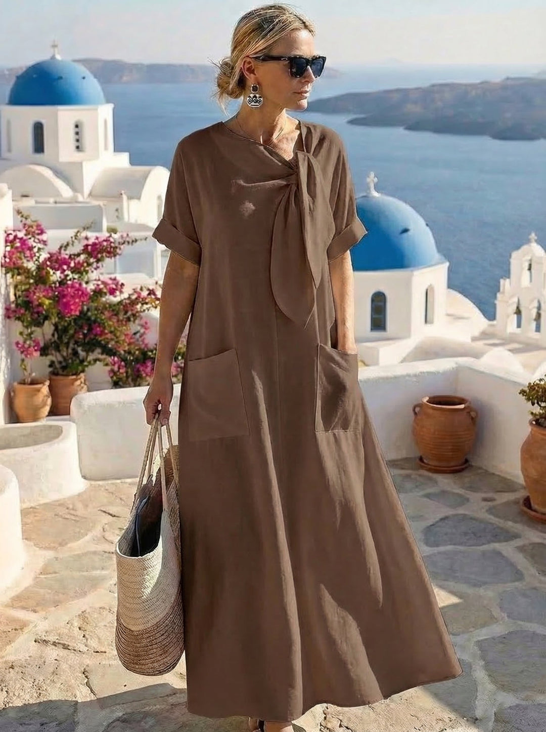 Gladys - Vestido Maxi Bolsillos Lazo