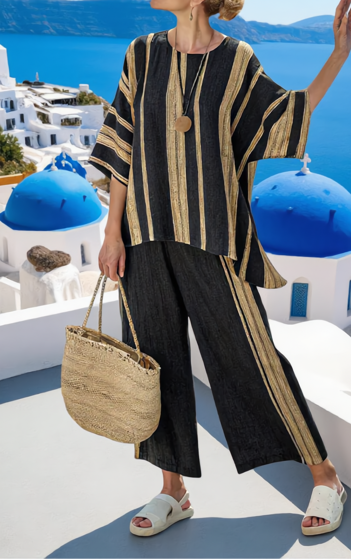 Diana - Conjunto Rayas Doradas Oversized