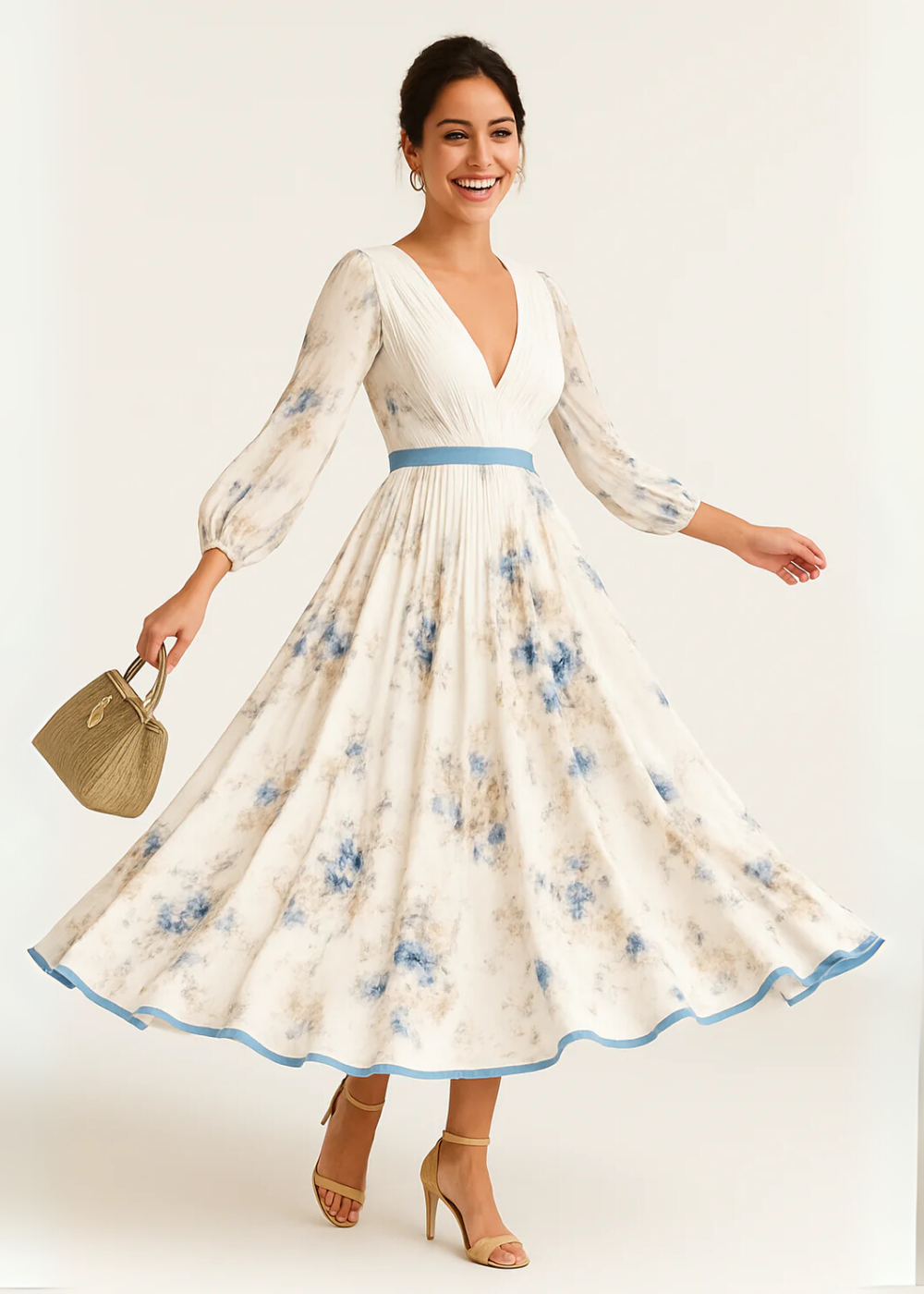 Delfina - Vestido Maxi Floral Plisado