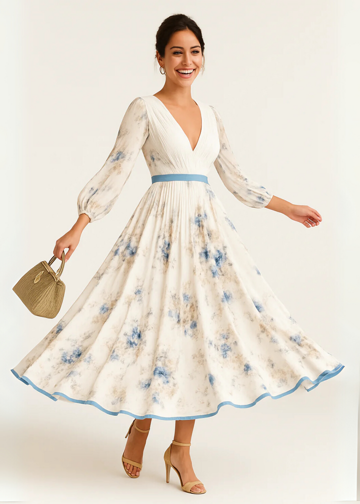 Delfina - Vestido Maxi Floral Plisado