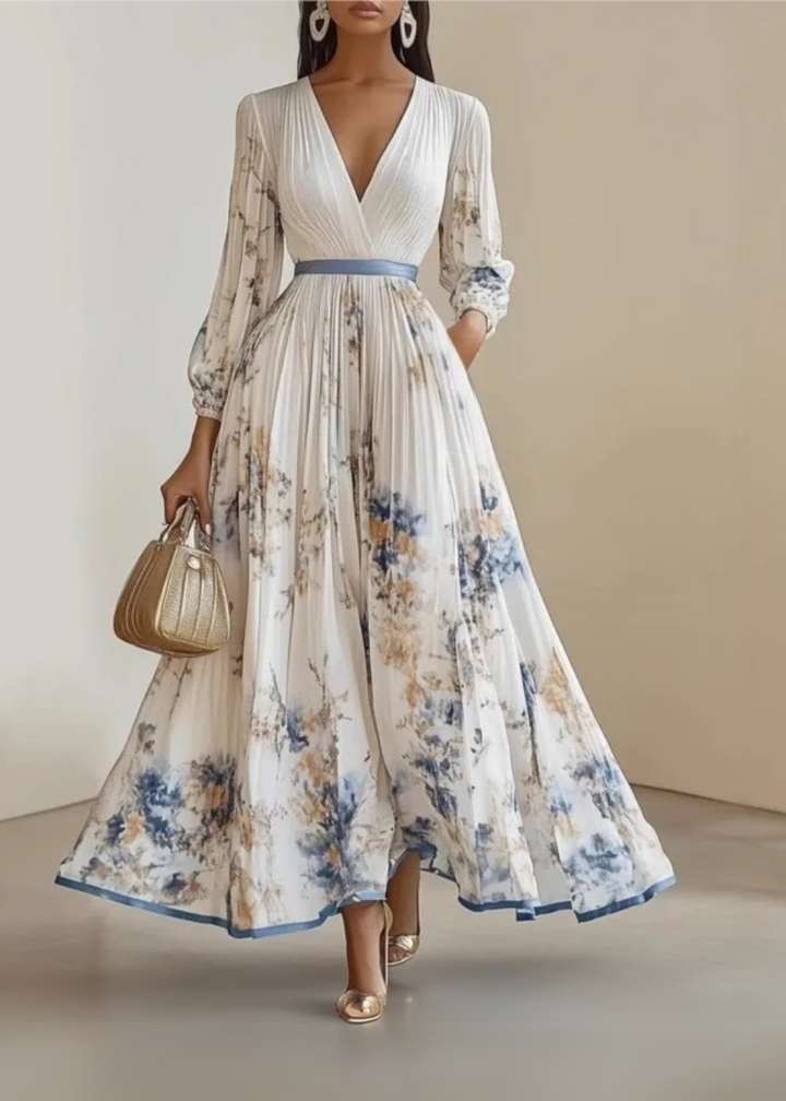 Delfina - Vestido Maxi Floral Plisado