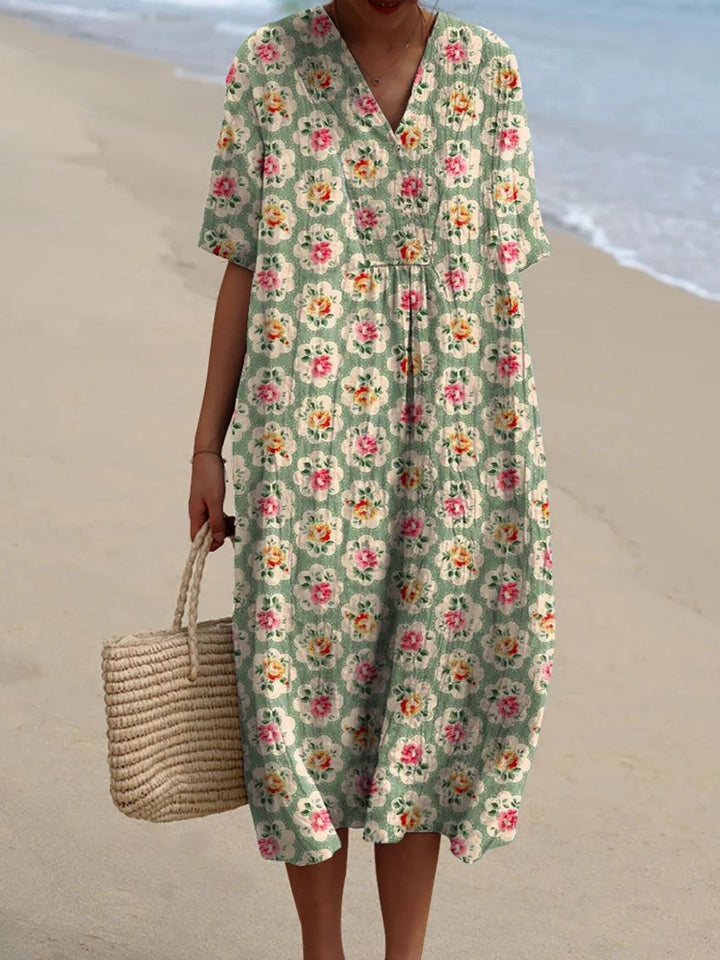 Esperanza - Vestido Rosas Medallón Verde Menta
