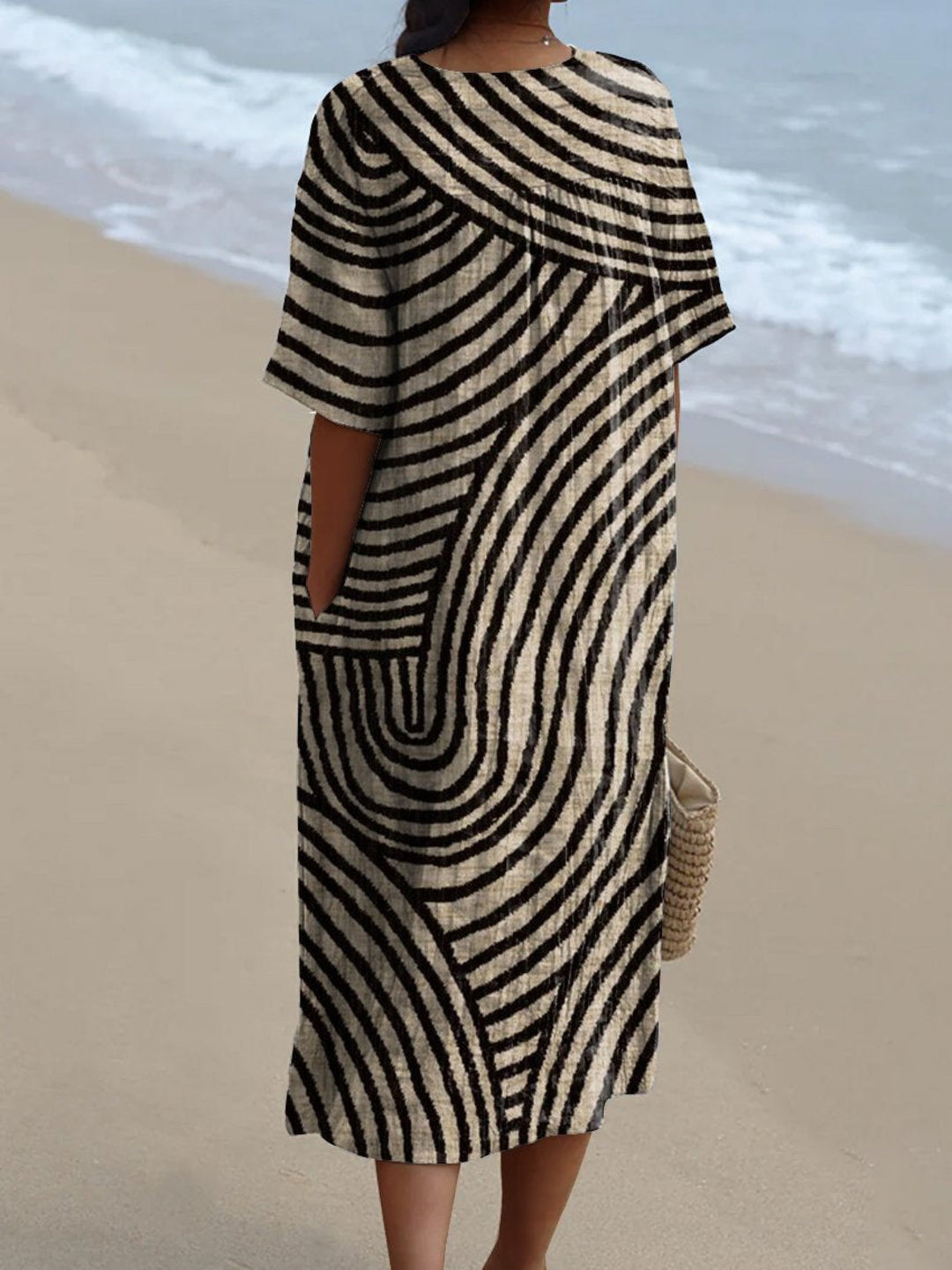 Aminta - Vestido Midi Rayas Onduladas